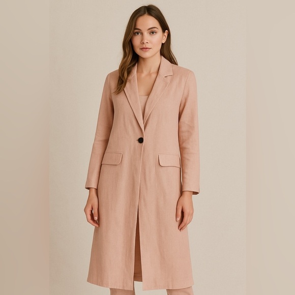 Jackets & Blazers - Handcrafted Dusty Rose Pink Coat with One-Button Closure, Size Medium